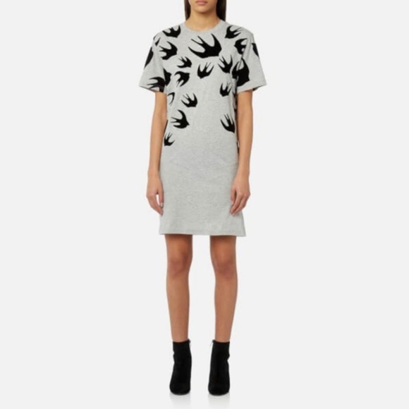 Alexander McQueen Swallow T Shirt Dress in Gray Size Small - Picture 1 of 13